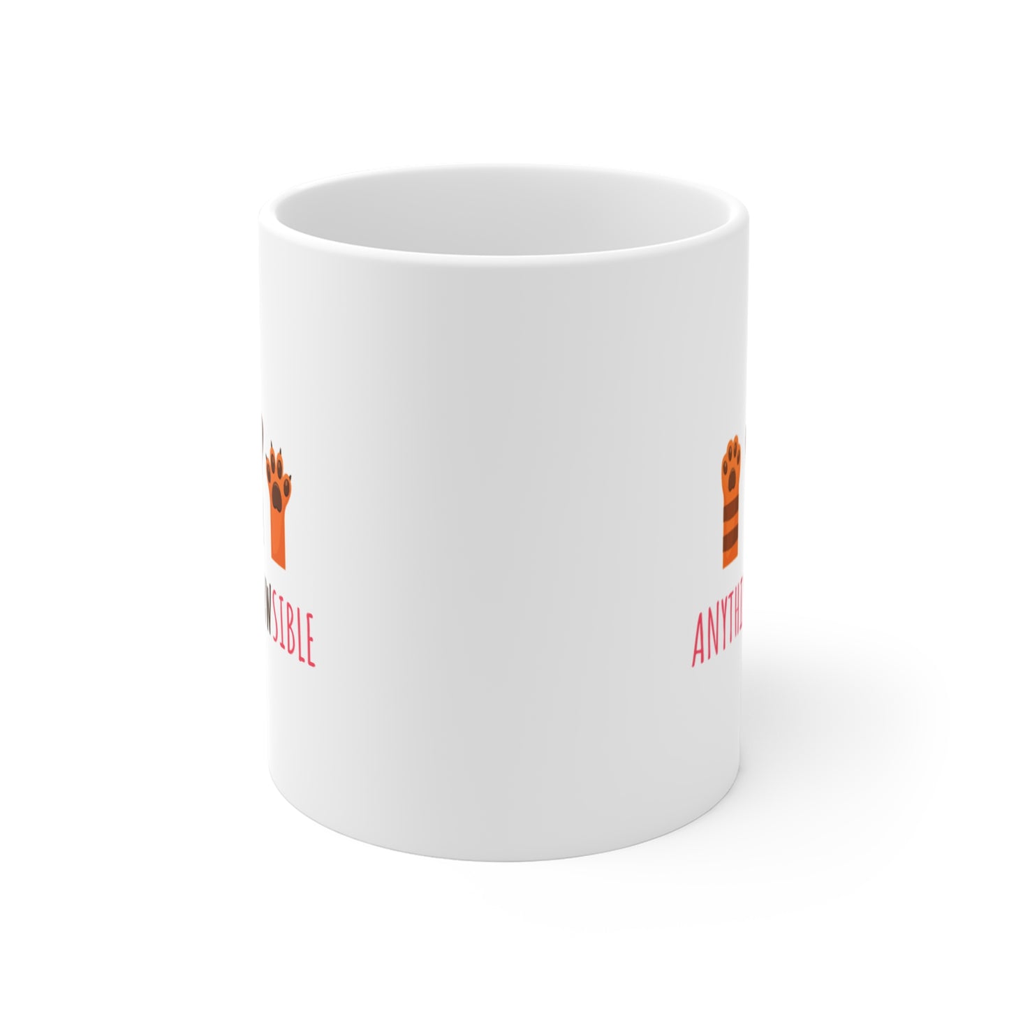 Anything Is Pawsible Cat Paw Mug — Cute Inspirational 11oz Coffee Cup