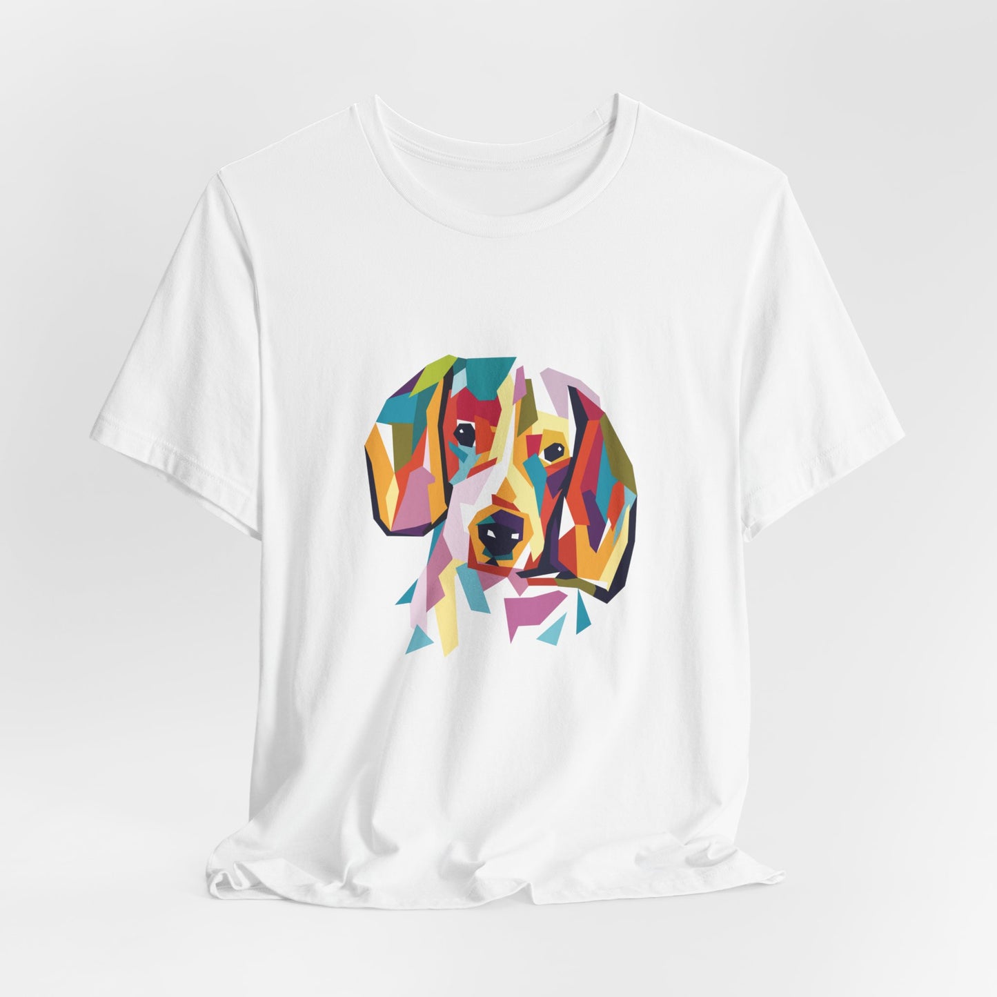 Colorful Geometric Dog T-Shirt — Vibrant Beagle Art Tee