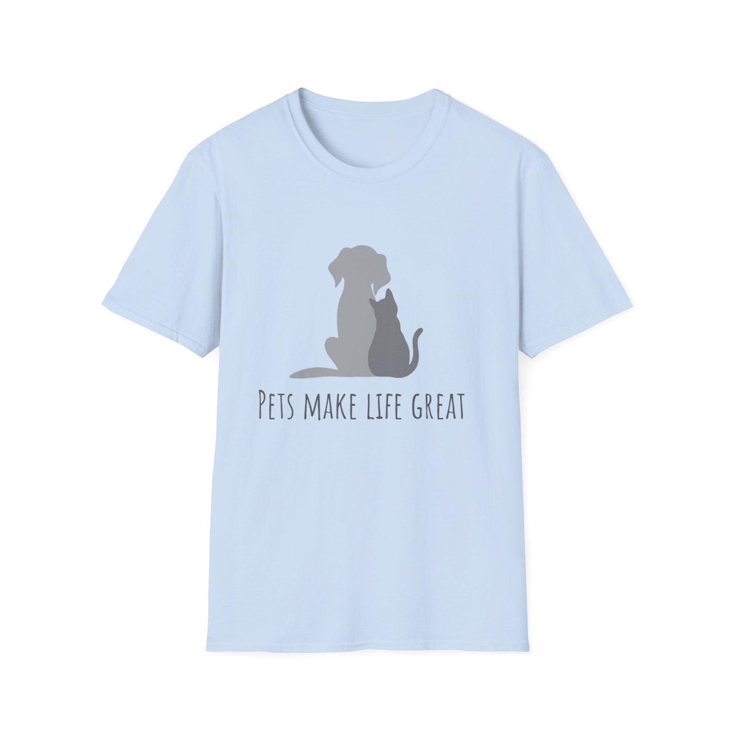 Pets Make Life Great T-Shirt - Dog & Cat Silhouette Tee