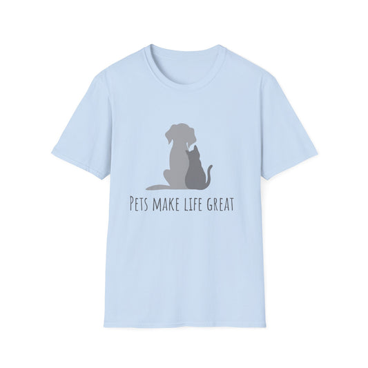 Pets Make Life Great T-Shirt - Dog & Cat Silhouette Tee