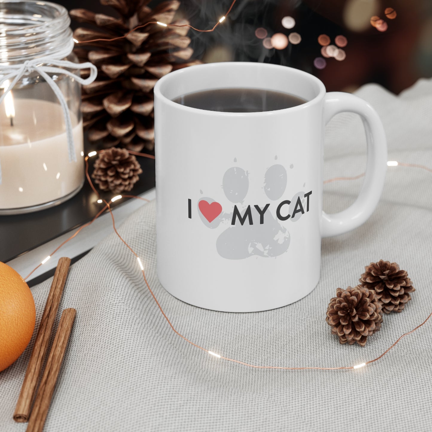 Cat Mug - "I  My Cat" 11oz Ceramic Coffee Cup