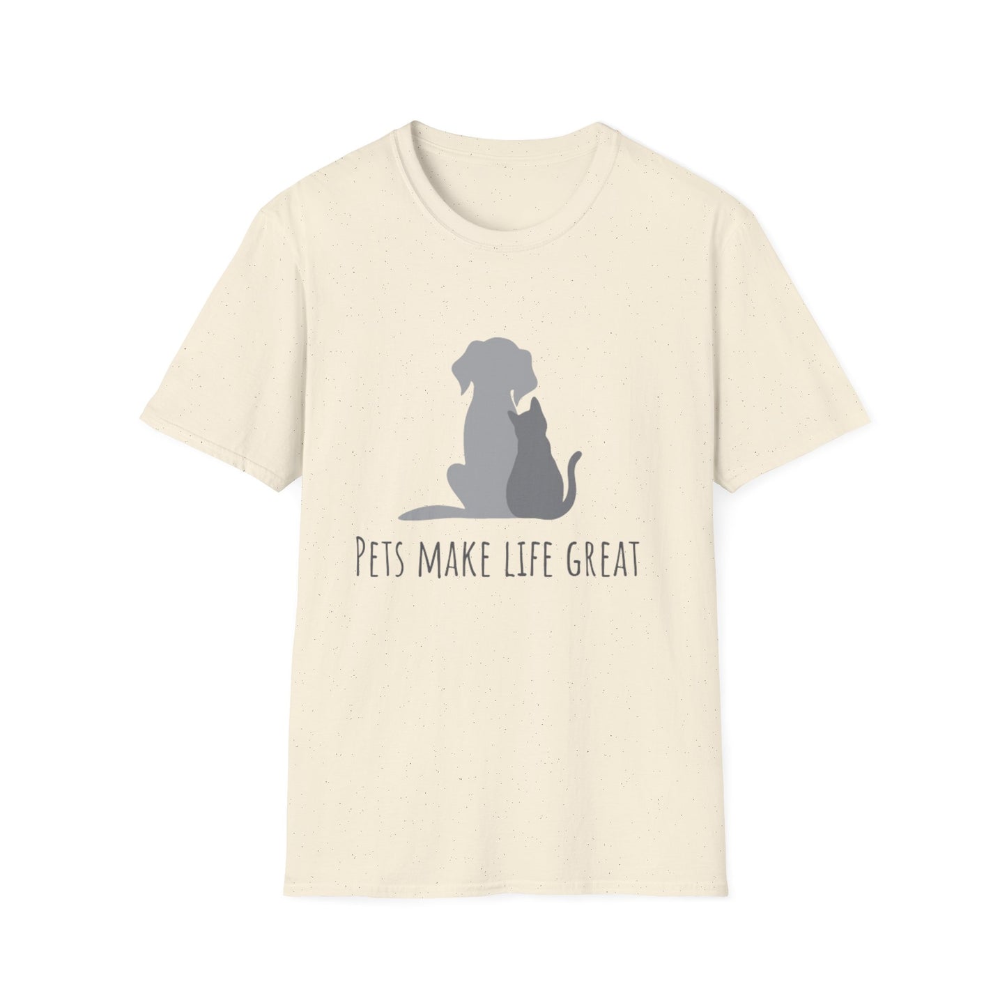 Pets Make Life Great T-Shirt - Dog & Cat Silhouette Tee